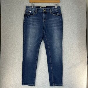 Christopher Blue Ric Dark Wash Distressed Straight Leg Jeans Denim Womens Size 8